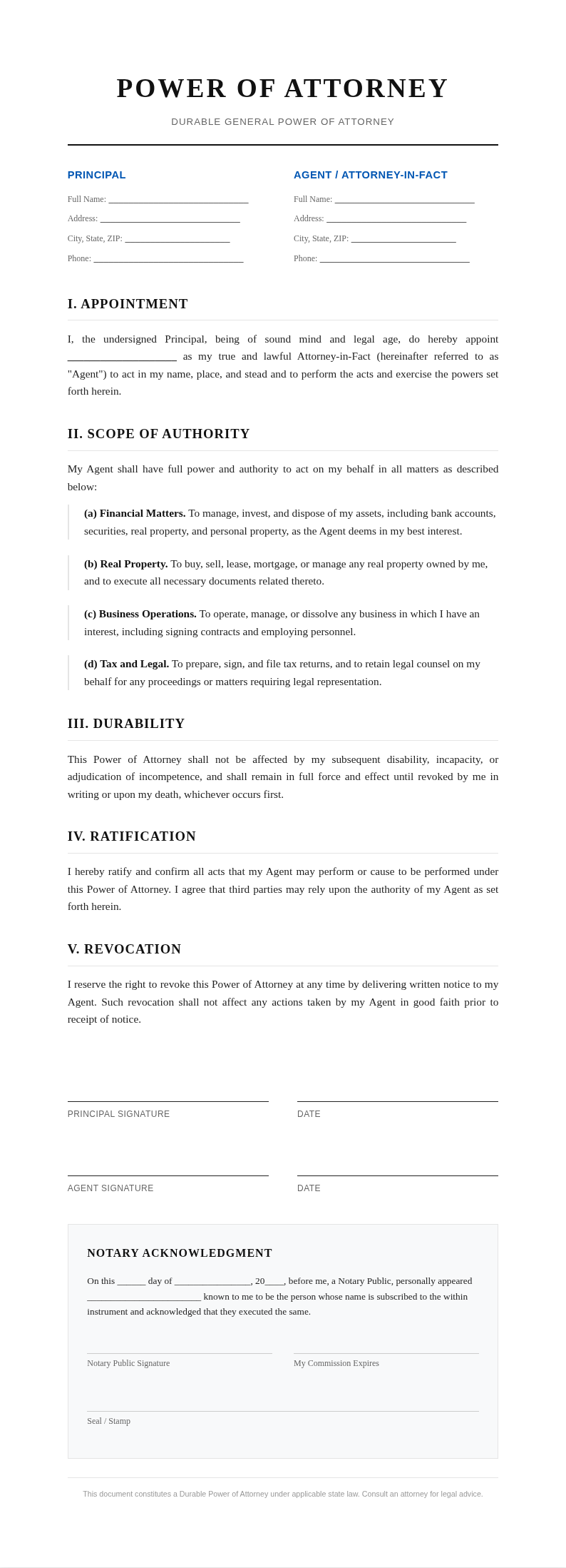 Classic Professional Power of Attorney
